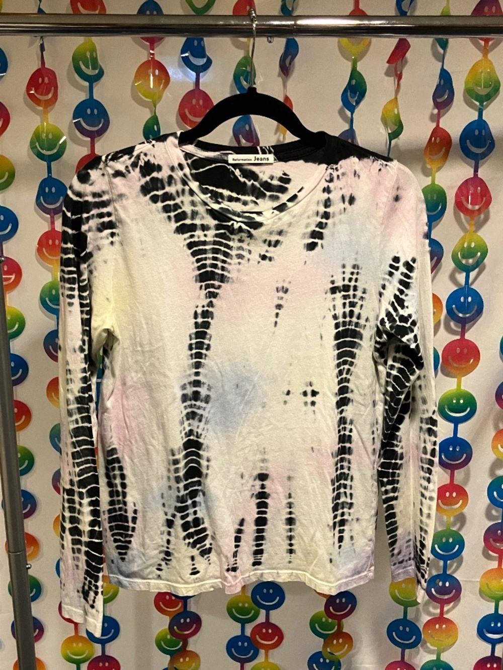 Reformation Jeans Eddie Multicolor Tie-Dye Long Sleeve Top (Medium)